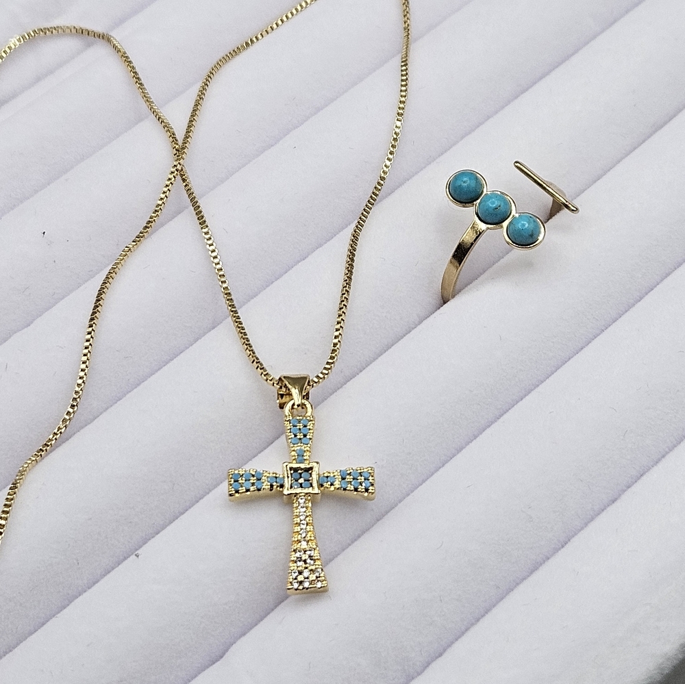 Small Cross Necklace and Ring